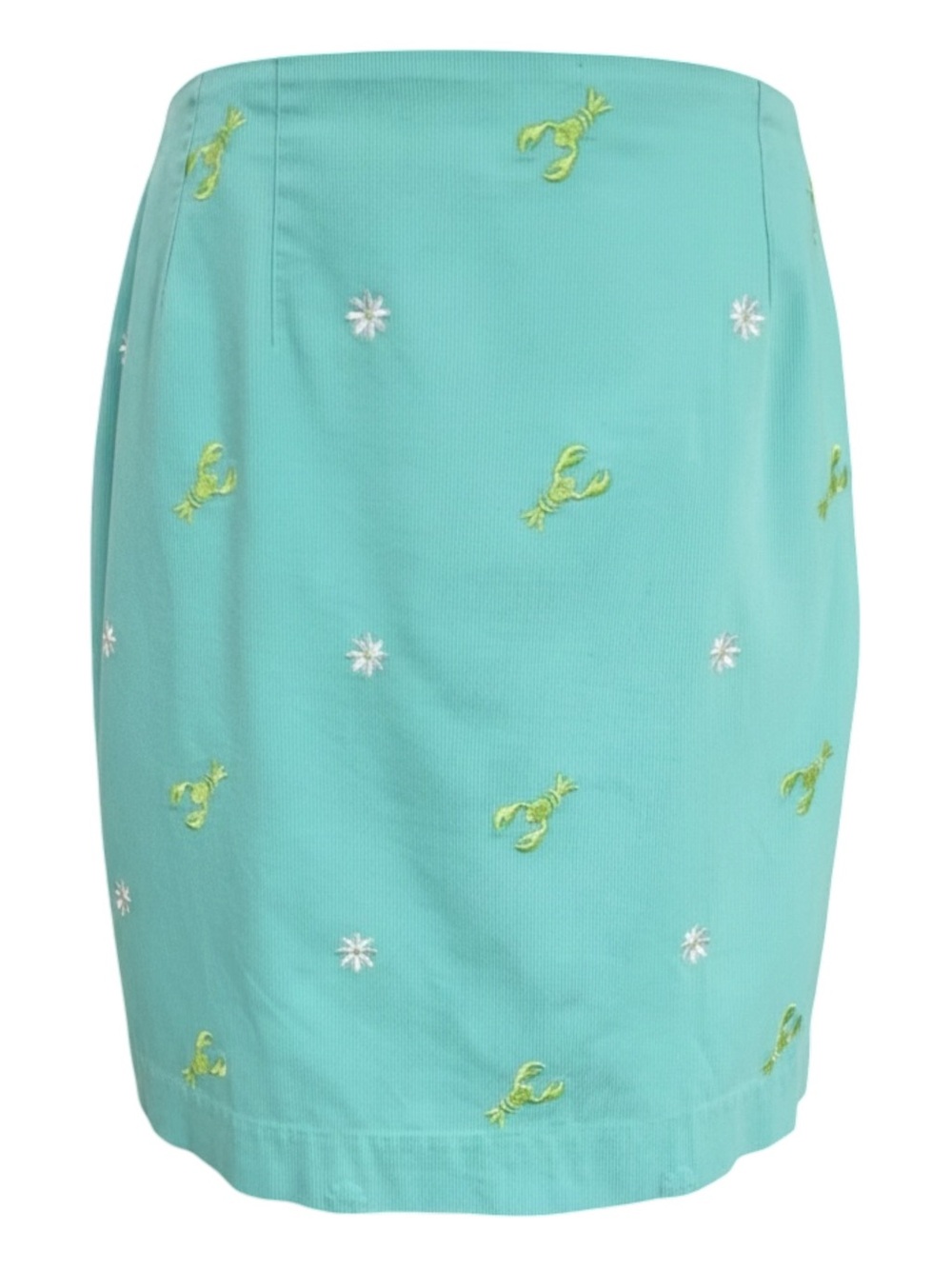 Vintage Lilly Pulitzer White Label Lobster Embroidered Mini Skirt Blue Green 8